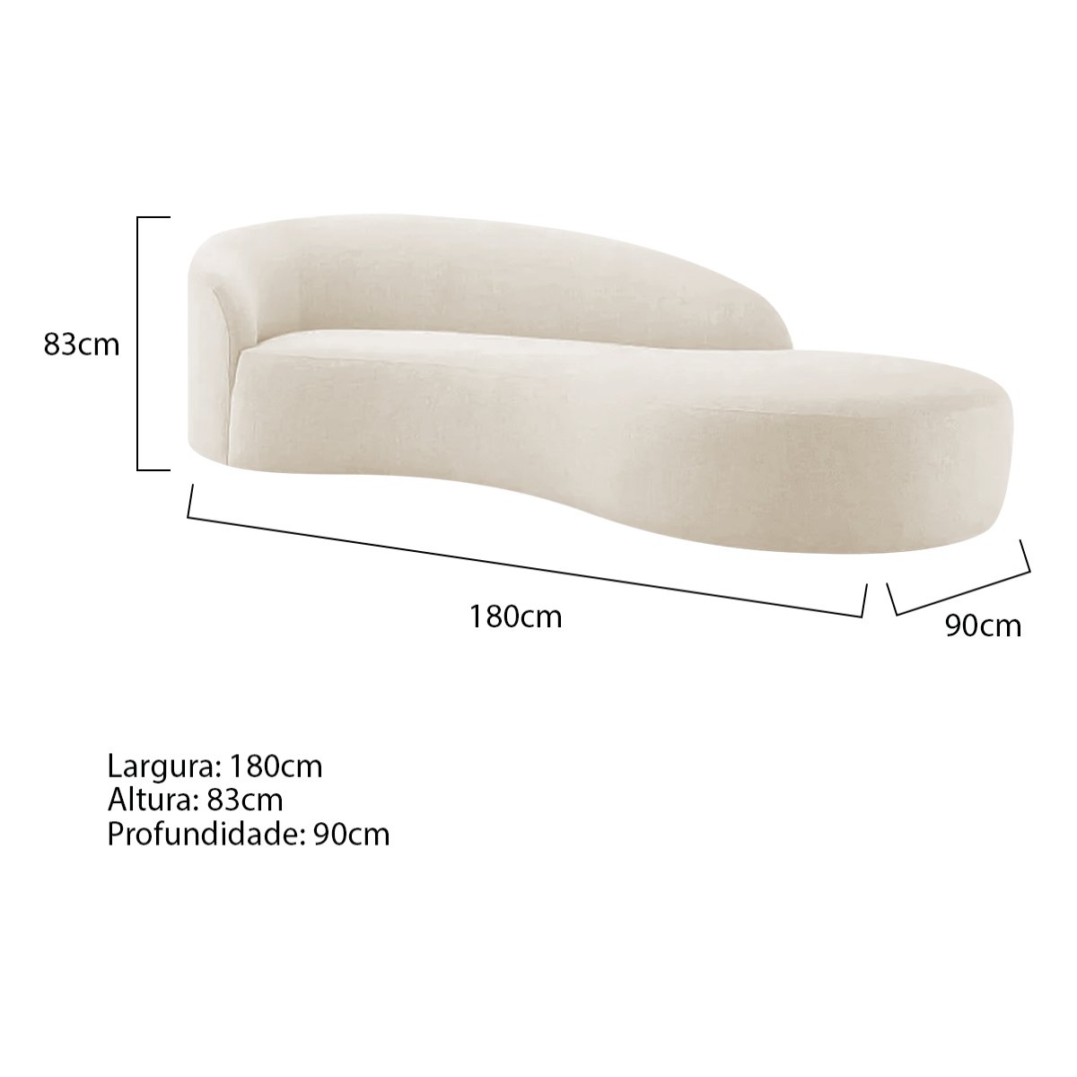 Divã Recamier Orgânico França 180cm Lado Direito Bouclé - 3