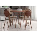Ver imagem 1 de Conjunto: Mesa de Cozinha 1588 C/ Tampo Madeirado 100cm e 4 Cadeiras 1738 Freijo/rose - Cobre/linho