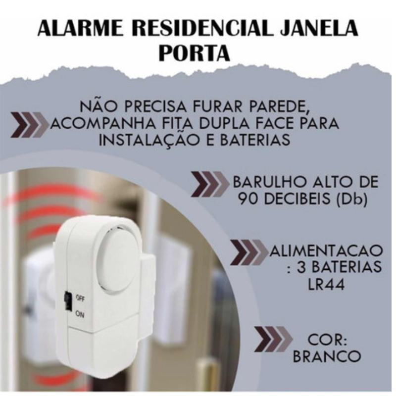 Kit 4 Alarmes Sirene com Sensor Portas e Janelas Anti-furto - 7