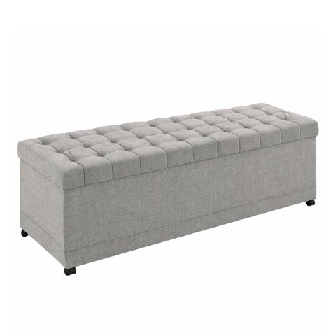 Puff Baú 160cm Hermione Linho Cinza - Sallar Home