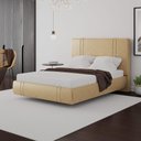 Ver imagem 1 de Cama Box Casal Aspen Base Flutuante Cabeceira Estofada PU Bege Gran Belo