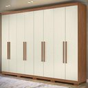 Ver imagem 1 de Guarda Roupa Casal 239cm 8 Portas 4 Gavetas com Pés Vortex Jatobá/Areia S01 - Mpozenato