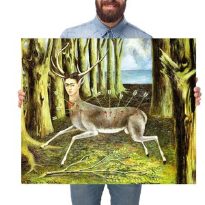 Quadro Decorativo Frida Kahlo O Veado Ferido:Grande 77x64cm/Chassi com Borda Infinita