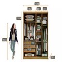 Ver imagem 2 de Guarda Roupa Moderni 4 Portas 3 Gavetas 1 Espelho Cor:cumaru