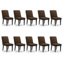 Ver imagem 1 de Cadeira Sala de Jantar Base Madeira Preto Kit 10 Sofia Suede Marrom D03 - D'Rossi