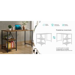 Escrivaninha Mesa Office Estudo Estilo Industrial 110cm Klm Móveis - 4