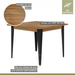 Conjunto Sala de Jantar Mesa Espanha 90cm com 4 Cadeiras em Aço e Junco Madri Mais Decor Linho Cinza - 3