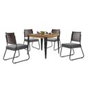 Ver imagem 1 de Conjunto Sala de Jantar Mesa Espanha 90cm com 4 Cadeiras em Aço e Junco Madri Mais Decor Linho Cinza