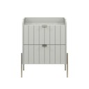 Ver imagem 4 de Mesa de Cabeceira Canto Off White para Quarto Estilo Classico Moriah 45cm Pes e Puxadores Champagne