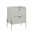 Ver imagem 3 de Mesa de Cabeceira Canto Off White para Quarto Estilo Classico Moriah 45cm Pes e Puxadores Champagne