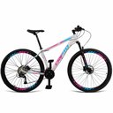Ver imagem 1 de Bicicleta Unisex 15" Aro Aero 29 24v Freios a Disco Suspensão 80mm Guidão Curvo Branco/rosa/azul
