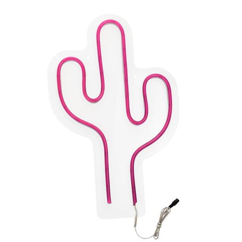 Painel Luminoso Letreiro Criativo Cacto - Neon Led Rosa