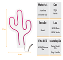 Ver imagem 4 de Painel Luminoso Letreiro Criativo Cacto - Neon Led Rosa