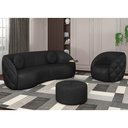Ver imagem 2 de Poltrona Decorativa para Sala 90cm Tressê Zion M22 Sintético Preto - Mpozenato