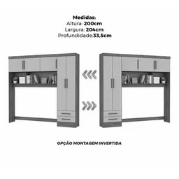 Guarda Roupa Modulado Carioca Santiago Casal 8 Portas 5 Gavetas e Espelho Cor Branco - 3