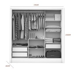 Guarda Roupa Modulado Carioca Santiago Casal 8 Portas 5 Gavetas e Espelho Cor Branco - 2
