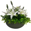 Ver imagem 3 de Arranjo Grande Centro Mesa Lírio Branco Artificial Vaso Verde Musgo Decore Fácil Shop