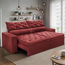 Ver imagem 1 de Sofá Retrátil e Reclinável 2,30m Essence Velusoft Vermelho Cama Inbox