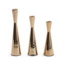 Ver imagem 1 de Trio de Porta-velas Castiçal em Metal Dourado Mart