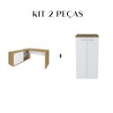 Ver imagem 3 de Conjunto 2 Peças com Escrivaninha em L com Porta de Correr e Armário Alto Multiuso Olmo Branco Artany