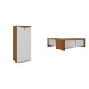 Ver imagem 2 de Conjunto 2 Peças com Mesa Diretor em L para Escritório com Recorte em Y e Armário Multiuso 2 Portas Freijó Branco Artany
