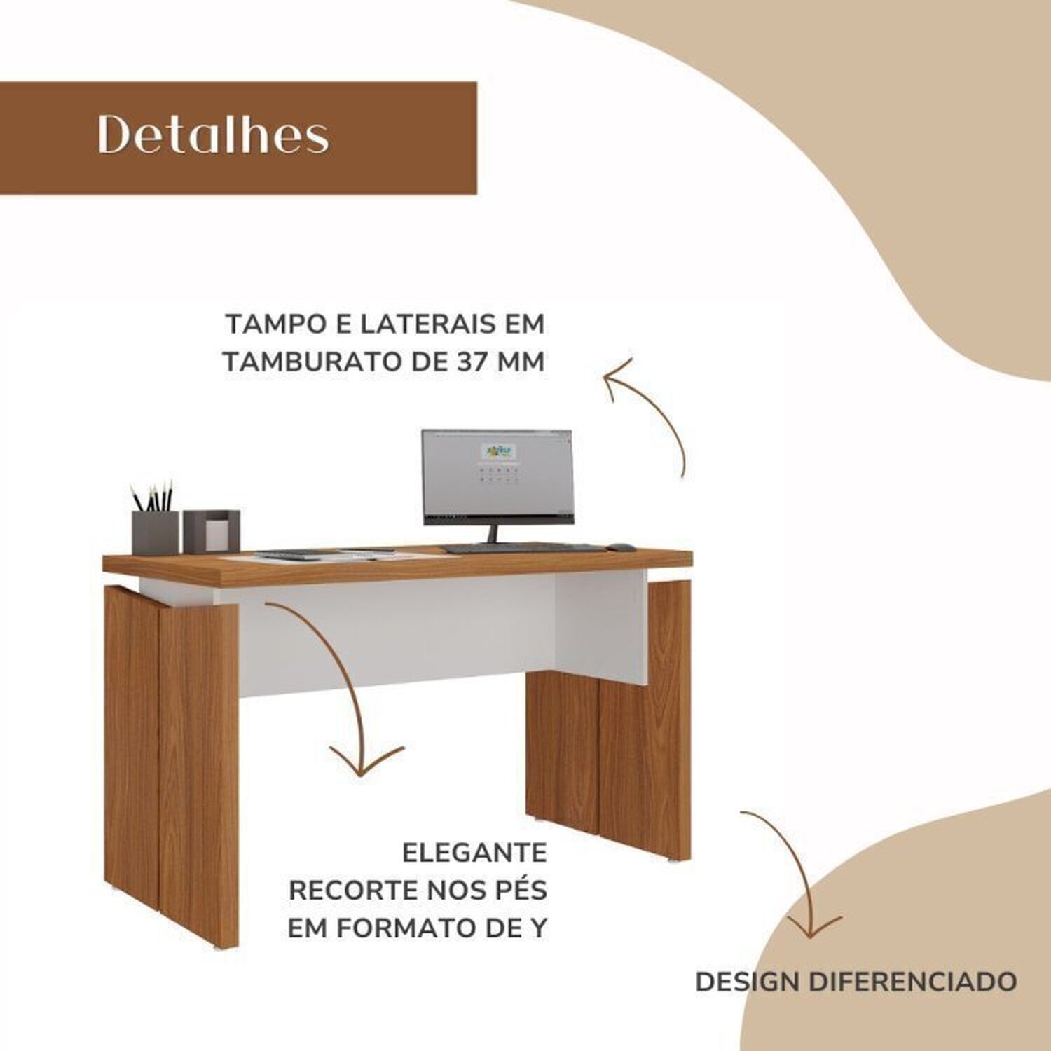 Kit 6 Mesas para Escritório 1450 Tamburato - 11