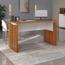 Ver imagem 4 de Conjunto com 6 Escrivaninhas Operacionais em Tamburato Mesa Escritório 1250 100% MDF 125,3cm Freijó e Branco Artany