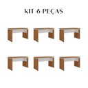 Ver imagem 3 de Conjunto com 6 Escrivaninhas Operacionais em Tamburato Mesa Escritório 1250 100% MDF 125,3cm Freijó e Branco Artany