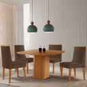Ver imagem 1 de Mesa de Jantar Eloise 90cm Tampo Mdf com 4 Cadeiras Moderna Veludo Marrom/naturalle