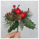 Ver imagem 1 de Kit 12 Ramos Pera Decoração de Natal Artificial com Brilho 16cm
