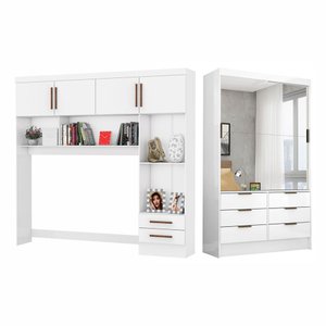 Guarda Roupa Casal Modulado Sevilha 4 e 2 Portas 8 Gavetas Premium com Cama Casal Carioca Móveis