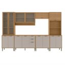 Ver imagem 2 de Cozinha Compacta Modulada 6 Peças 340cm 15 Portas e 2 Gavetas Colors Marrom Freijó/Cinza Niquel