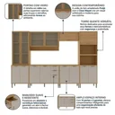 Ver imagem 5 de Cozinha Compacta Modulada 6 Peças 340cm 15 Portas e 2 Gavetas Colors Marrom Freijó/Cinza Niquel
