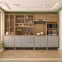 Ver imagem 6 de Cozinha Compacta Modulada 6 Peças 340cm 15 Portas e 2 Gavetas Colors Marrom Freijó/Cinza Niquel
