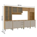 Ver imagem 3 de Cozinha Compacta Modulada 6 Peças 340cm 15 Portas e 2 Gavetas Colors Marrom Freijó/Cinza Niquel