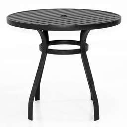 Conjunto Lótus com Mesa 80cm Ripada + 4 Poltronas + Ombrelone 2,40m com Base - Preto - 6