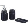 Kit Banheiro Lavabo Acessórios de Luxo Cerâmica Preto 3 Peças - 2