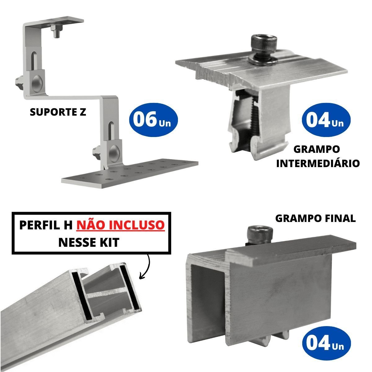 Kit Estrutura Suporte Fixador Para 03 Placas Painel Solar Alumínio e Inox Telha Cerâmica e Cimento | - 2