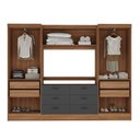 Ver imagem 4 de Conjunto Guarda-Roupa Modulado Viena 4 Portas 6 Gavetas 3 Peças Yescasa Cinza/Nogal/Grafite