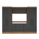 Ver imagem 6 de Conjunto Guarda-Roupa Modulado Viena 4 Portas 6 Gavetas 3 Peças Yescasa Cinza/Nogal/Grafite