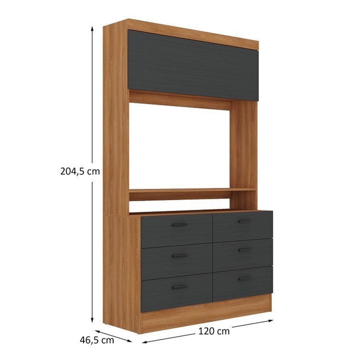 Guarda-roupa Modulado Viena 4 Portas 6 Gavetas 3 Peças Espresso Móveis - 13