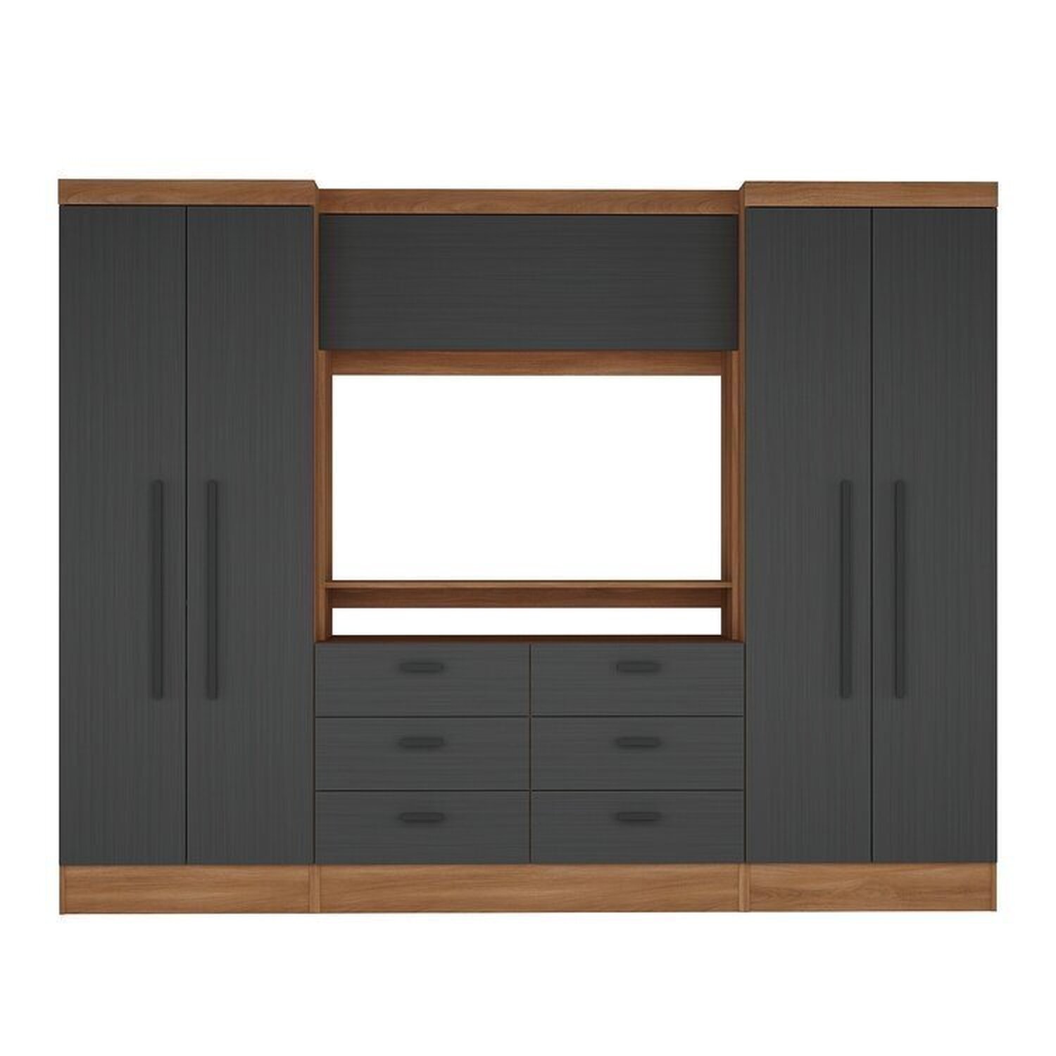 Guarda-roupa Modulado Viena 4 Portas 6 Gavetas 3 Peças Espresso Móveis - 6