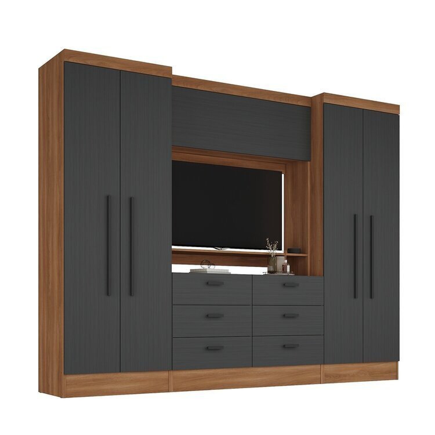 Guarda-roupa Modulado Viena 4 Portas 6 Gavetas 3 Peças Espresso Móveis - 2