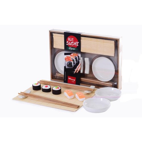 Jogo Jantar Sushi 6 Peças Cerâmica Comida Japonesa 2 Pessoas