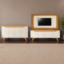 Ver imagem 1 de Conjunto Sala de Estar Atenas Off White/Naturalle 180 cm Mavaular