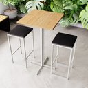 Ver imagem 1 de Conjunto Mesa Alta Bar Bistrô Quadrada Pinus 2 Bancos Estofado Don Castro Decor
