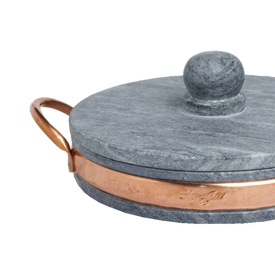 Frigideira Gourmet com Tampa Pedra Sabão Alça Cobre 18x4cm - 2