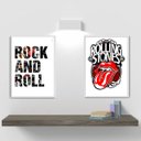 Ver imagem 2 de Kit 2 Quadros Rock - Rolling Stones 24x18cm:moldura Branca