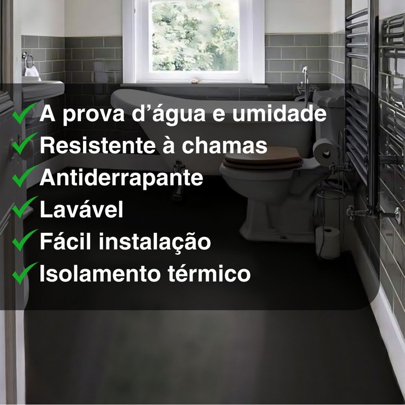 Piso Vinílico em Manta Pvc Preto Branco Dama ou Cimento 1x7m Cor:branco - 4