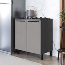Ver imagem 3 de Balcão Modulado com Tampo Fidelitá Mônaco 80cm 2 Portas Chumbo/Titânio